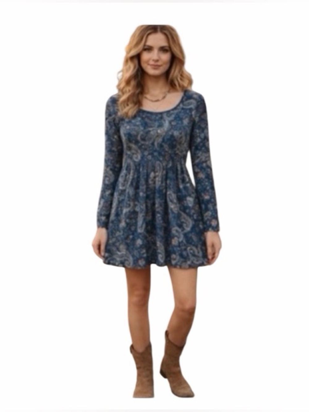 Altar’d State Paisley Floral Lace Long Sleeve Mini Dress